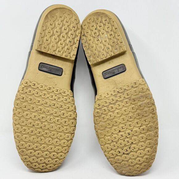 L.L. Bean Mens Rubber Moc Size 9 Brown Tan Duck Shoes Low Top Leather Rain Gear LL Bean Duck Boots Mens 9 Low Brown Leather Rubber Moc  main image 3